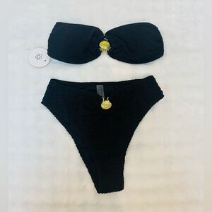 Elegant Black Bikini Set with Gold Accents